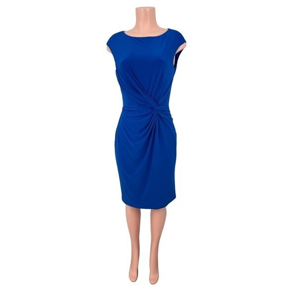 NWT Lauren Ralph Lauren Sleeveless Sheath‎ Dress Size 10 Royal Cobalt Blue - Picture 1 of 9